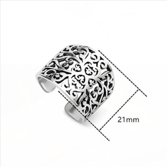 STERLING SILVER FLOWER HOLLOW VINTAGE RING - Picture 8 of 8
